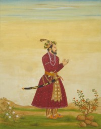 Syed A. Irfan, Mughal Emperor Shah Jahan, 10 x 14 Inch, Watercolor, Teawash& Gold on Wasli, Figurative Painting, AC-SAI-034